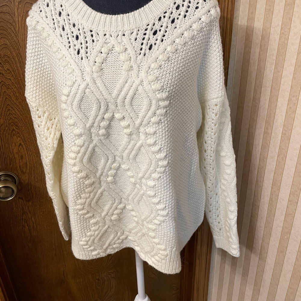 Cream colored sweater size medium. Brand is Love At First Find.